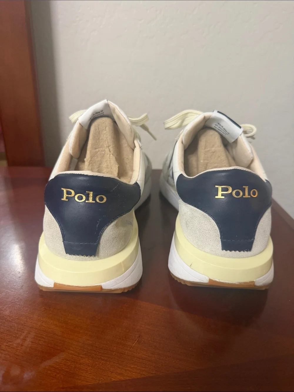 Polo by Ralph Lauren Men’s Cream & Navy Retro Runner Sneakers